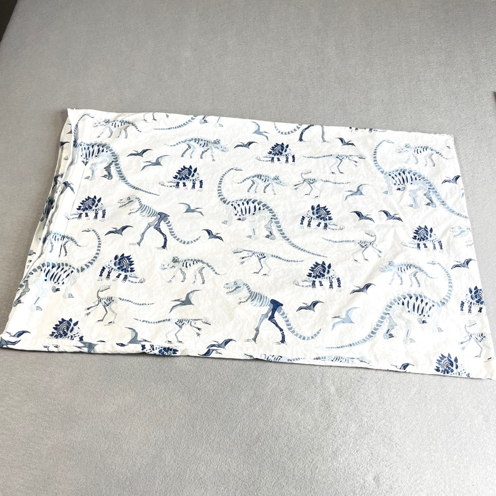 Pottery Barn Kids Dino Bones Glow Standard Pillowcase White Cotton - Picture 3 of 6